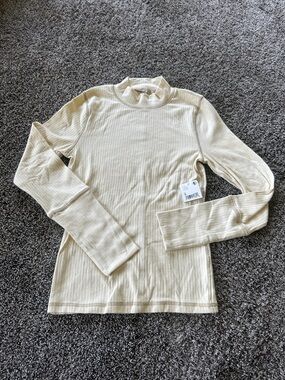 Intimately by free people Ribbed Long Sleeve Mock-Neck Top in Light Cream Small